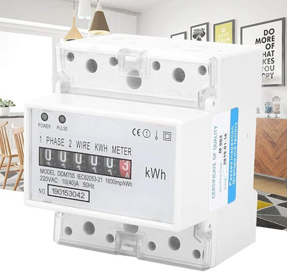 DDM75S Electric Meter, Single Phase 4P Din Rail Energy Meter LED Electricity Power Consumption Wattmeter Energy Meter 10 to 40A