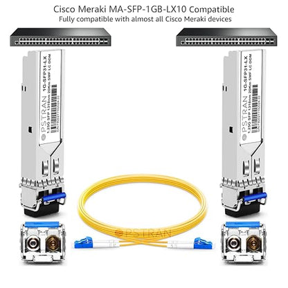 OPSTRAN 1000BASE-LX/LH SFP Optical Transceiver Module Compatible with Cisco Meraki MA-SFP-1GB-LX10 1G SFP 1310nm 20km DDM Duplex LC SMF 10 Pack