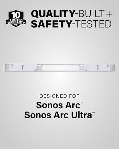 SANUS Extendable Soundbar Wall Mount for Sonos Arc & Sonos Arc Ultra Soundbar – 5” Depth Adjustment Optimized for Dolby Atmos - White Speaker Mount