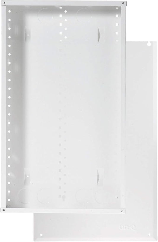 Legrand - OnQ 28 Inch Cable Management, In-Wall 20-Gauge Media Box, Structured Wiring Enclosure with 2.5 Inch Openings for Wires, Includes Cover Mounting Hardware, White, EN2800