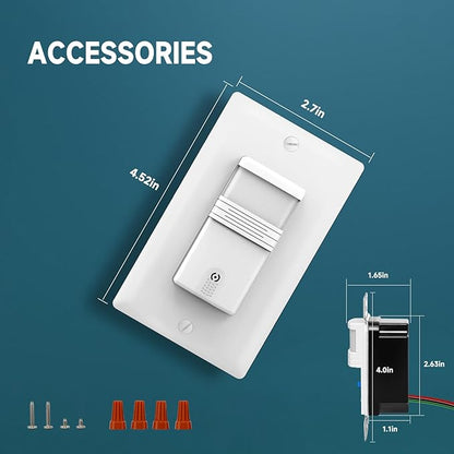 ECOELER Motion Sensor Light Switch, Occupancy & Vacancy Model Motion Activated Wall Switch, Single Pole Sensor Switch for Laundry, Garage, Neutral Wire Required, UL & FCC Listed