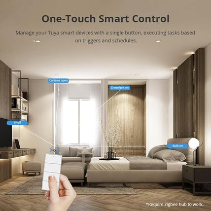 Wireless Zigbee Smart Button, 4-Way Remote Control Button Switch for Smart Home Devices, Scene Controller, Compatible with Tuya, Home Assistant, Homey, Hubitat, Requires Tuya Zigbee Hub