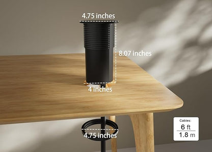 MAZZGOFOR Pop up Outlet - 4-inch Hole,4-AC Outlet,20W USB C,15W Wireless Charging,2-USB Port,Desktop Recessed Grommet Power Outlet for Kitchen Island Countertop,6 ft Cable,Black