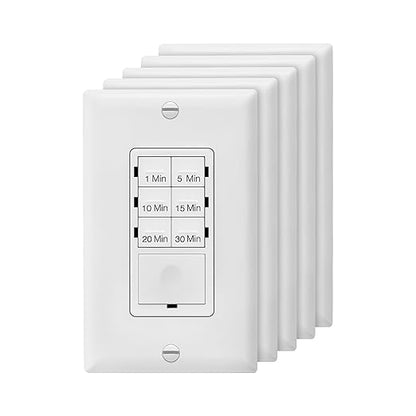 Enerlites Bathroom Timer Countdown Switch, HET06A-R | in-Wall Electrical Timer for Fans, Electrical Outlets, Indoor and Outdoor Lights,with On/Off Switch | White (Pack of 40)