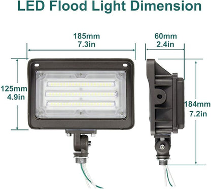 kadision LED Flood Light Outdoor with Dusk to Dawn Photocell, 50W 6500LM IP65 Waterproof Adjustable Knuckle Mount LED Flood Lights 5000K 100-277V ETL Listed