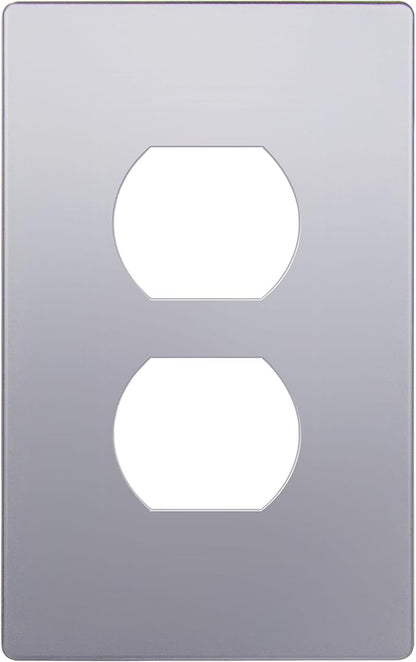 ENERLITES Elite Series Duplex Outlet Receptacle Cover, Screwless Wall Plate, Standard Size, 1-Gang 4.68" x 2.93", Unbreakable Polycarbonate Thermoplastic, UL Listed, SI8821-SV, Silver