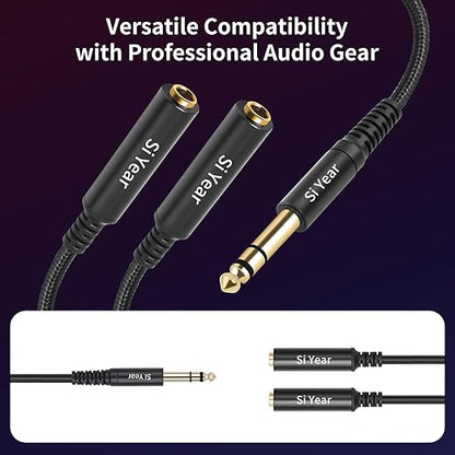 SiYear 1/4" Splitter Cable, 6.35mm TRS to Dual 1/4 inch Female Stereo Y Headphone Splitter Cable for Studio,DJ,Amplifier,Karaoke, Live Sound Systems etc(30cm /2PACK)