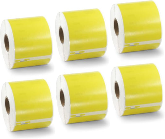 BETCKEY Colored Labels Compatible with Dymo 30324 (2-1/8" x 2-3/4") Large Multipurpose Labels, Compatible for Dymo LabelWriter Thermal 450, 4XL & Zebra Desktop Printers [6 Rolls, Yellow]