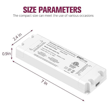 EMITEVER Triac Dimmable Driver,2 Packs 50W Power Supply,AC 120V to DC 24V Transformer,Compatible with Lutron and Leviton Dimmers,for LED Lighting,Class 2,ETL Certified