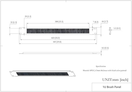 QiaoYoubang 10 Pack 1U Horizontal Rack Mount Cable Management Panel with Cable Entry Brush for 19-Inch Rack Or Cabinet Black (1UCMB1U10PC)