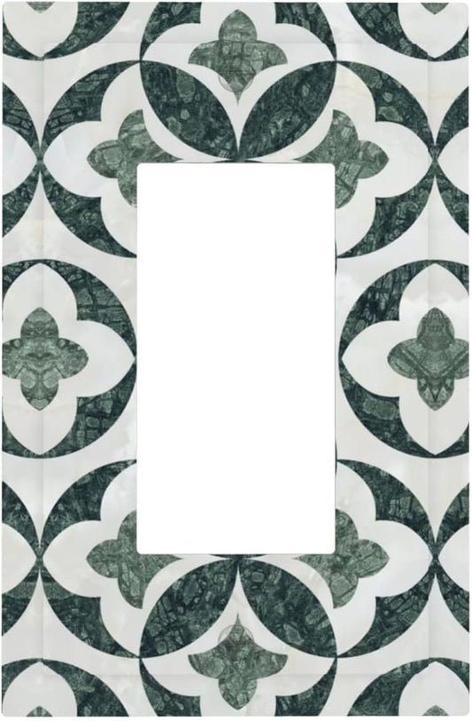 Bvtewkhz Green Luxury Modern Cubic Marble 1 Gang Single Rocker Decorative Light Switch Covers Electrical Faceplate Switch Plates for Bathroom Kitchen Home