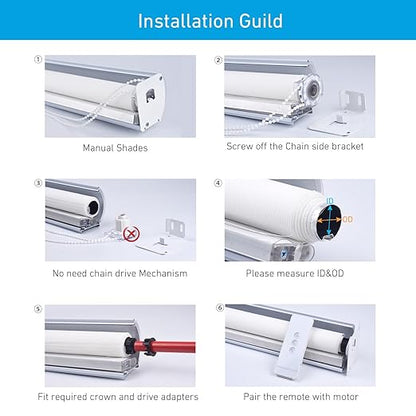 Rollerhouse DC12V EY2512 Shade Motor Electric Blind Motor Remote Control Wired Compatible with 38mm Shade Tube DIY Electric Roller Blinds/Shades