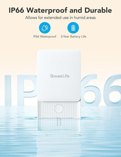 GoveeLife Premium Smart Water Leak Detector 2 with 1968ft Ultra-Long Range, WiFi Water Sensor with SMS/Email/APP Push and Sound Alarm, 5-Year Battery Life, Suitable for Home, Basement, Kitchen, 4 Pack