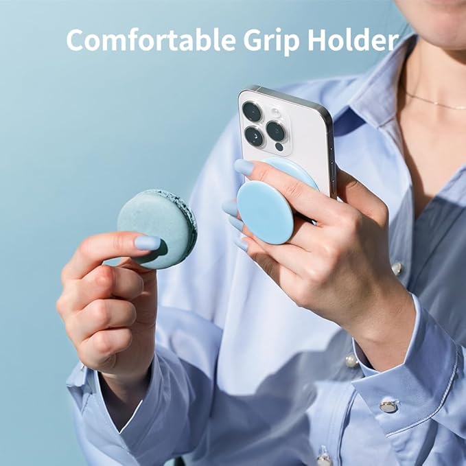 Sinjimoru for MagSafe Phone Grip, Soft Silicone Magnetic Finger Grip for iPhone 16/15/14/13/12, Comfortable One-Touch Holding, M-Tap Tok Black