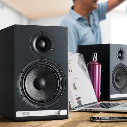 Audioengine HD6 Premium Powered Bookshelf Speakers | 150W Audiophile-Grade Bluetooth 5.0 Speakers with aptX HD | 24-Bit DAC | Real Wood Veneer