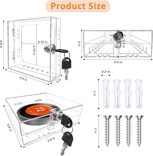 Young Dance Thermostat Lock Box with Key Thermostat Cover Universal Thermostat Lock Box Clear Small Thermostat Guard for Wall Thermostats for All Type Nest Thermostat 4.72''*4.53''*1.97'' or Smaller