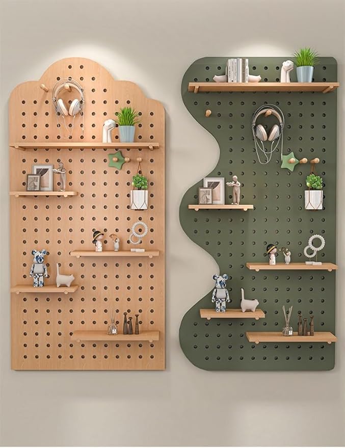White Wooden Wall Organizer for Home & Office - Versatile Hanging Storage Display Panel Kit for Entryway, Kitchen, Craft Room - 15.7"x47.2" Perforated Design