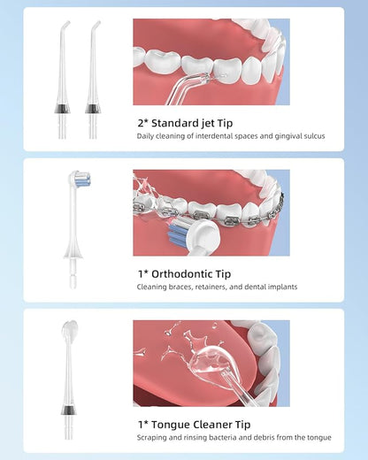 Lumiflexa Water Dental Flosser for Teeth Pick, Cordless Flosser for Travel with 4 Jet Tips, 9 intensities, IPX7 Waterproof Portable & Rechargeable Oral Irrigator Cleaner, Black