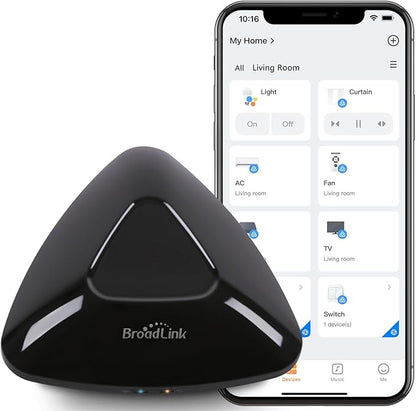 Broadlink RM MAX Smart Home Hub, Wi-Fi & BLE Universal Remote for IR/RF Devices, Compatible with Alexa & Google Home, Easy Setup, RF Hub for TV, AC, Blinds