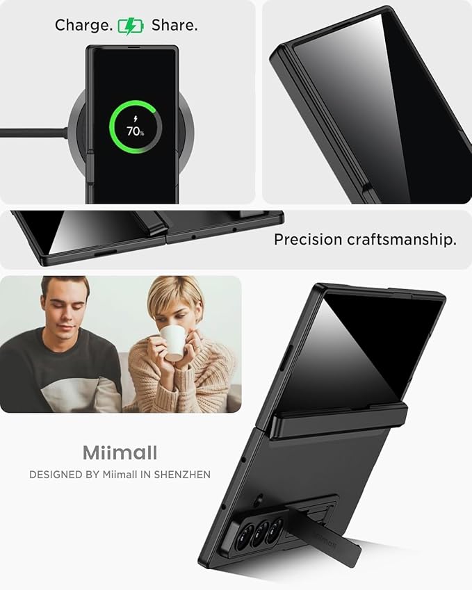Miimall for Samsung Galaxy Z Fold 7 Case with Privacy Screen Protector, [Anti Spy] Built-in Adjustable Kickstand & Magnetic Hinge Protection Full-Body Protective Case for Galaxy Z Fold 7 5G Black
