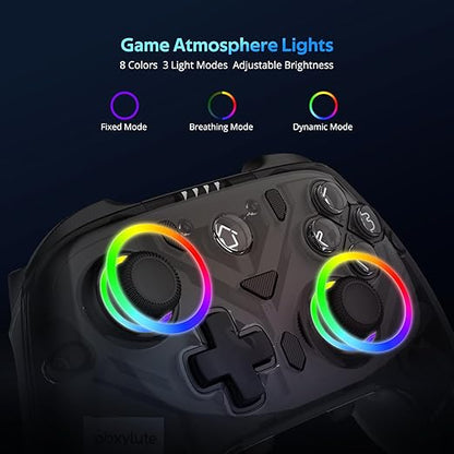 C8 PC Controller - Wireless Bluetooth Gamepad - Hall Effect Joystick RGB Backlit - 1000Hz Polling Rate -Dual Vibrate Macro Buttons for PC, Switch, Switch 2, Steam Deck, Android, iOS, MAC &Tesla Charging Dock