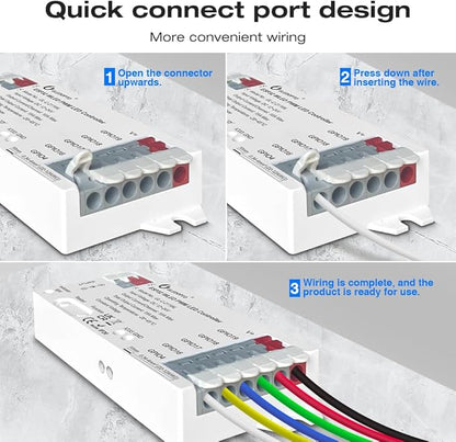 ESP32 PWM WLED LED Controller 5 Modes in 1 DC 12-24V WiFi Wireless App Control Easy Wiring DIY Static Dynamic Mode Lighting For Analog RGBCCT RGBW RGB WWCW CCT Dimmer Strip Light WLED Pre-installation