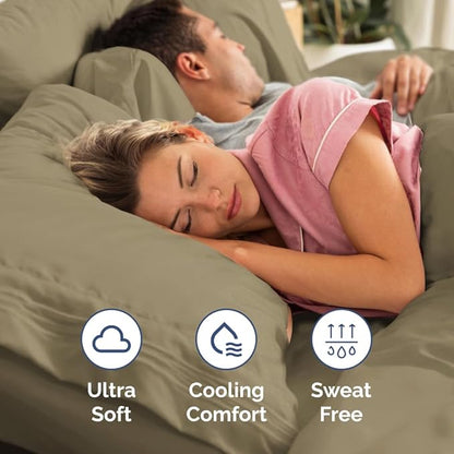 Full XL Bed Sheet Set - 4 Piece Extra Long Extended Full XL Sheets - Soft, Breathable & Cooling - Fits 8" to 16" Mattress with Deep Pockets - 54" x 80" - Easy-Fit, Wrinkle and Fade Resistant - Khaki