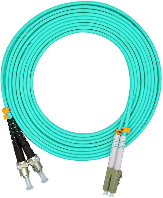 Jeirdus 3Meters 10ft LC to ST Duplex 50/125 10G OM3 Multi-Mode Fiber Optic Cable Jumper Optical Patch Cord LC-ST