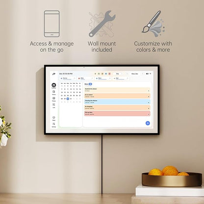 Digital Calendar, 15.6 inch Wall Planner & Chore Chart, Rechargeable Full HD Touchscreen Display, Portable Smart Family Organizer, Event Planner, Desk and Wall mountable, Perfect for Family Schedules - Wall Mount Included No Subscription