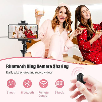 Fingertip Wireless Bluetooth Remote Control, 2026 New Bluetooth Ring Scroller Video Scrolling Ring Remote Control Page Turner (Pink)