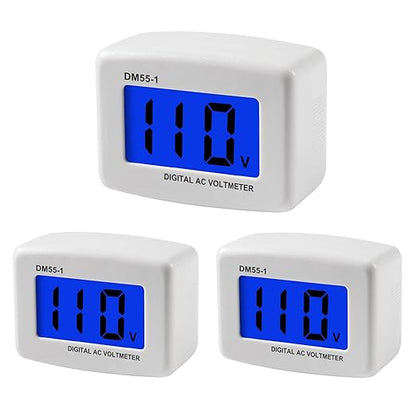 AITIAO 3Pcs Voltage Test Monitor,Flat US Plug AC 80-300V LCD Digital Voltmeter Voltage Measuring Monitor,110V 220V Voltage Panel Power Volt Test Meter for Household Plug into Outlet to Measure Voltage