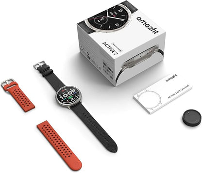 Amazfit Active 2 Premium Smart Watch Fitness Tracker (Round) for Android & iPhone, 10 Day Battery, Water Resistant, GPS Maps, Heart & Sleep Monitor, HYROX Mode, Sapphire Glass, Leather + Sport Strap