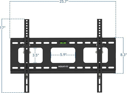 Mount-It Low-Profile Tilting TV Wall Mount Bracket for 32-60 inch LCD, LED, OLED, 4K or Plasma Flat Screen TVs - 175 lbs Capacity, 1.5 Inch Profile, Max VESA 600x400 (MI-318B), Black, 60