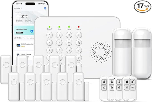 Hapippofa Wireless Home Security System WiFi/4G Home Alarm System with Phone APP Alert | Voice Control | No Subscription Fees | 24/7 Monitoring | Alexa Compatible