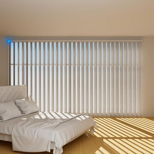 Blindify Motorized Vertical Blinds, Blackout Sliding Door Shades Vertical Shades Remote Control Customize, White
