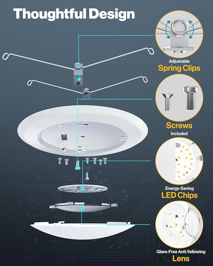 Sunco LED Disc Lights Ceiling 6 Inch, Flush Mount Disk Light, Recessed Can Lighting, 1050 LM, 15W (75W Equivalent), 4000K Cool White, Dimmable, Damp Rated ETL 4 Pack.