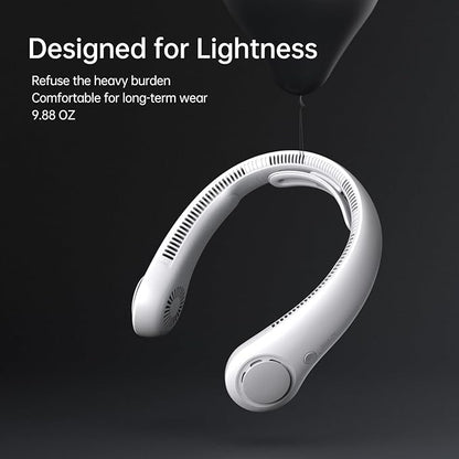 JISULIFE Portable Neck Fan Upgraded, Neckbrace Personal Hands Free, 5 Speed Gears Adjustment, 5000 mAh Wearable Bladeless Quiet Rechargeable for Outdoor Indoor, Gifts for Women Men- Foggy Grey