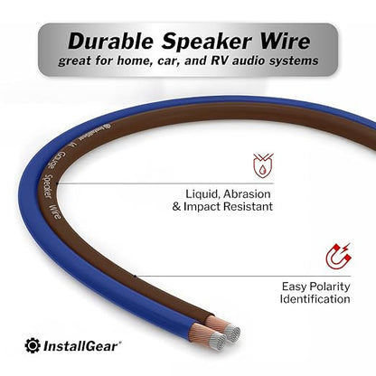 InstallGear 14 Gauge Speaker Wire Cable (500ft), 14 AWG Speaker Wire Cable, True Spec Soft Touch Cables - Use for Car Speakers Stereos, Home Theater Speakers, Surround Sound, Radio Wiring