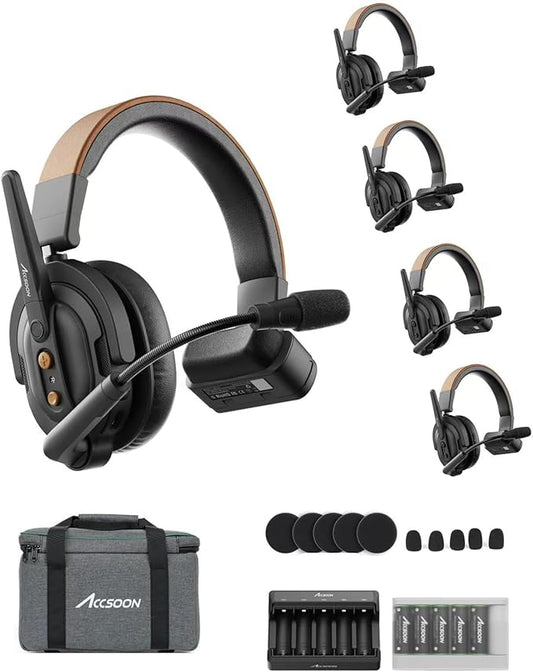 Accsoon Como SE Wireless Headset Intercom System 5-Person Full Duplex 1312ft Team Communication Group Talk, 30+Hour Battery Life