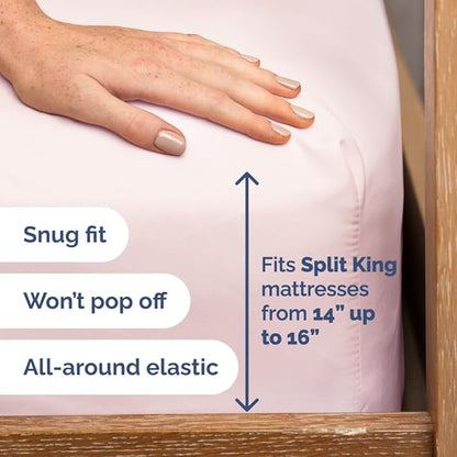 Split Head King Sheet Set – 4 Piece Flex Split Top King Sheets for Adjustable Beds - Fits 14” to 16" Mattress w/ Deep Pockets - Breathable & Cooling - Luxury Bedding and Wrinkle Free - Lavender Pink