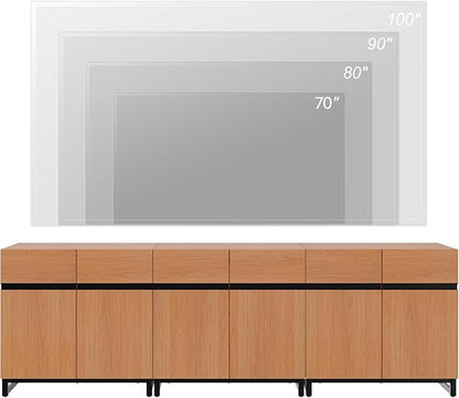 WAMPAT Modern TV Stand for TVs up to 110 inch, 3 in 1 Wood Entertainment Center TV Console Table with Adjustable Shelves and Metal Base for Living Room,Bedroom, Mocha