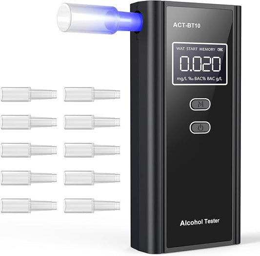 Homealexa Portable Breath Alcohol Monitor – Personal-Use LCD Breath Checker with 10 Mouthpieces, Compact Device for Home, Car, Party Safety Awareness