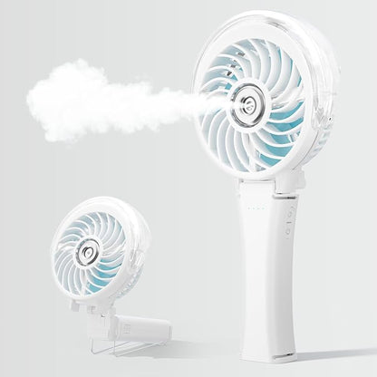 HandFan Upgraded Portable Misting Fan, Two Button Easy Operation, Handheld Rechargeable Mister Fan, Spray Water Mist Fans, Mini Electric Cooling Fans for Travel, Outdoors, Disney(White)