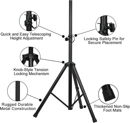 Howonder Heavy Duty Speaker Stand, PA Speaker Stand,Speaker Tripod Stand, Adjustable Height from 44 to 72 Inches，Hold up to 150lbs, HD-300 (2 Packs Black)