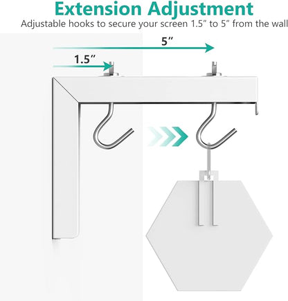WALI Universal Projector Screen Ceiling Mount, Wall Hanging Mount L-Brackets, 6 inch Adjustable Extension with Hook Kit, Perfect Projector Screen Placement Hold up to 66 lbs (PSM001-W), White