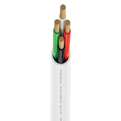 NATIONAL Wire&Cable - 14/4 Audiophile Speaker Wire (500 Feet) 14AWG Gauge - Made in USA - in Wall Audio Speaker Wire Cable/CL Rated/ETL Listed / 2 Conductors - OFC Oxygen-Free Copper, White 500ft