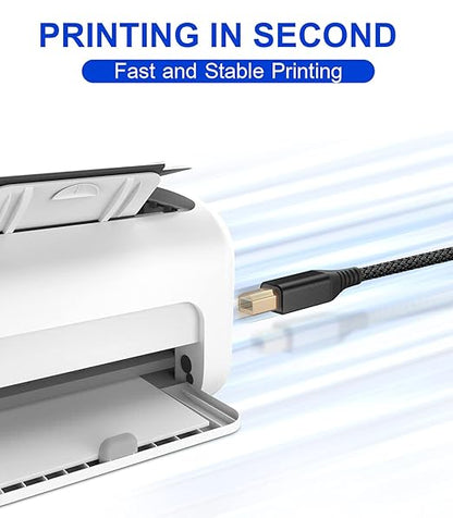 sweguard Printer Cable 10ft 2-Pack, USB Printer Cord USB 2.0 Type A Male to B Male Cable Scanner Cord High Speed Compatible with HP,Canon,Dell,Epson,Brother,Lexmark,Xerox,Samsung and Piano,DAC-Black