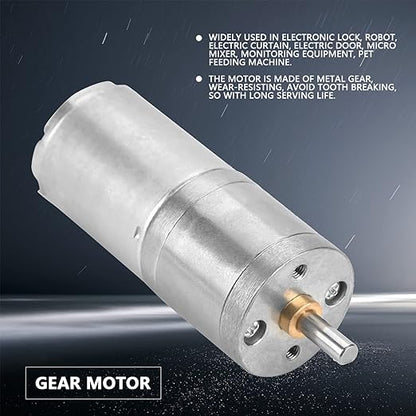 25mm DC 12V 25GA-370 Low Speed Metal Gear Motor for Electronic Locks Robots Electric Curtains Doors Mixers Monitoring Devices Pet Feeders DIY Projects