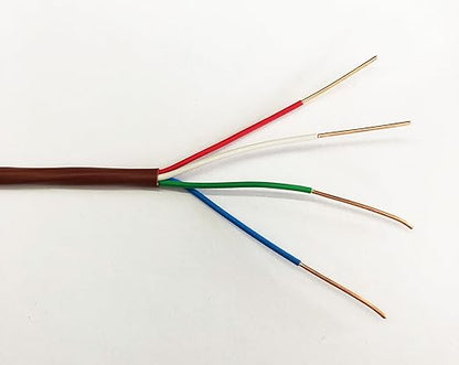 EASTWIRE 18/4 50ft Thermostat Wire, Solid Copper Wire, 18 Gauge Conductor, ETL Listed CL2 Power Limited Circuit Cable for Indoor/Outdoor Low Voltage Applications Use,Brown