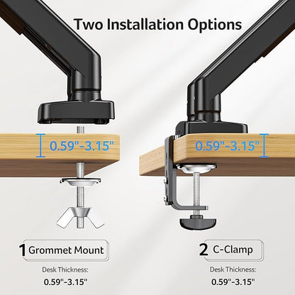 Acer Dual Monitor Arm, Computer Desk Arm with VESA Mounts for 17–32″ Screens, Fully Adjustable Gas Spring Monitor Stand, C-Clamp and Grommet Mounting Base, Fits 4.4 to 19.8lbs Computer Monitors